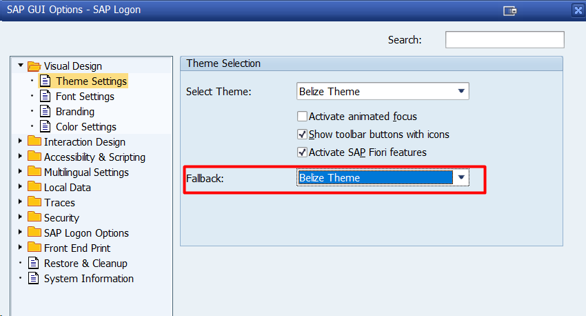 Theme option in SAP GUI 7.60